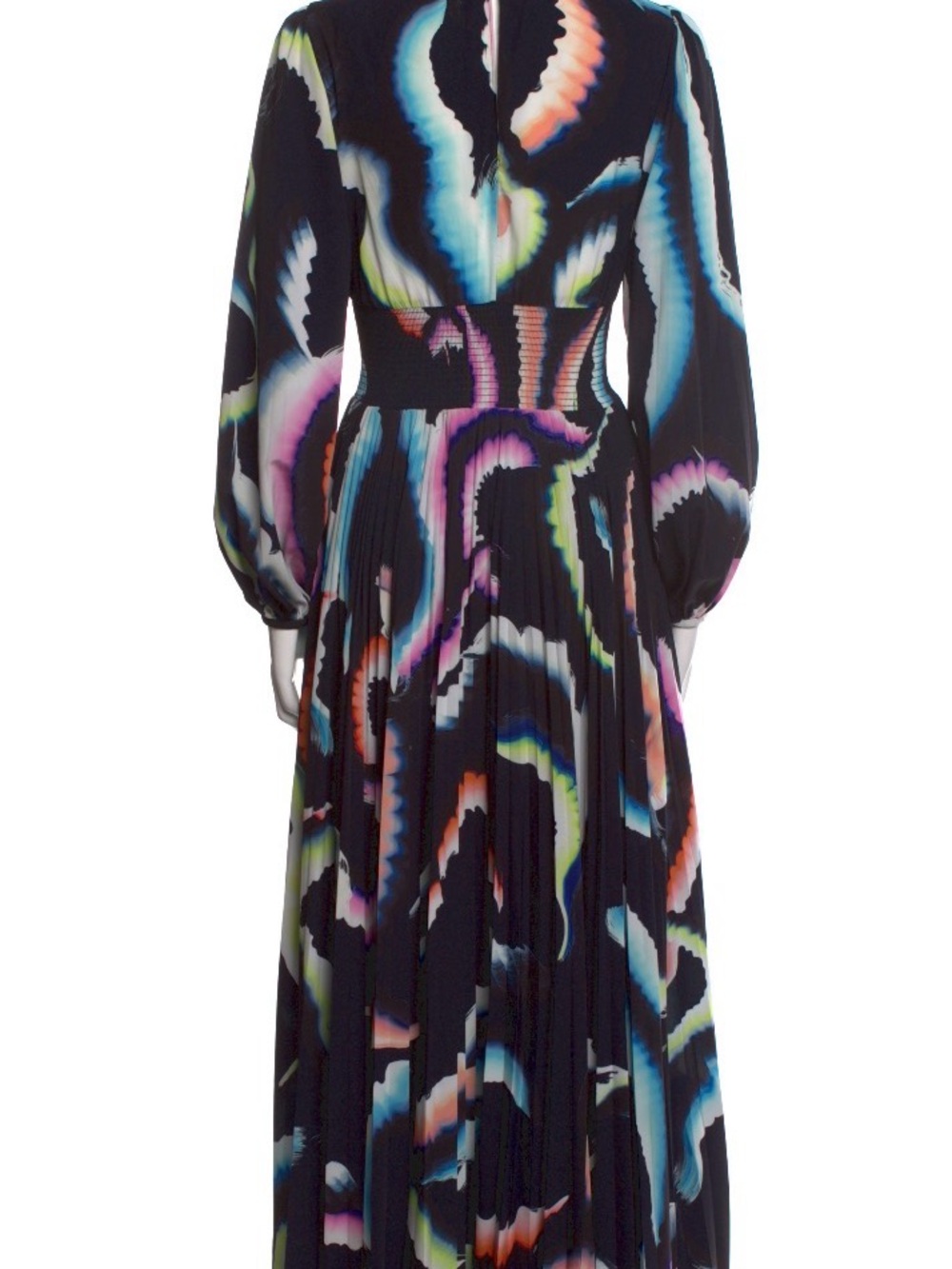 A.L.C. Black Maxi Dress with Multicolor Wave Print - Picture 10 of 10